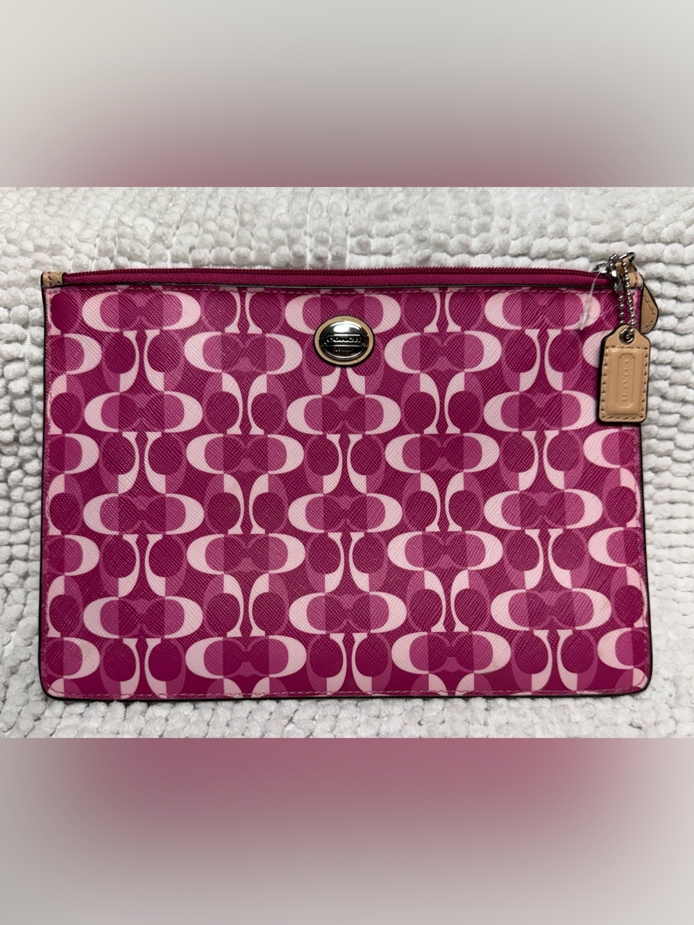 Coach Peyton Dream C Bordeaux Pink Tech iPad Tablet Case Clutch F67516 - Picture 1 of 13